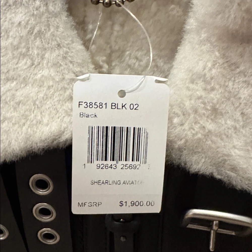 Coach Black Leather & Shearling Jacket NWT - Picture 5 of 5